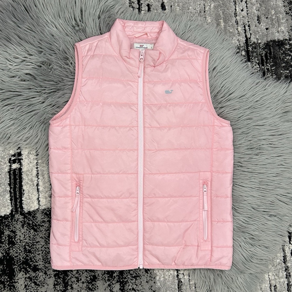 Vineyard Vines Girls Lightweight Pink Puffer Vest Sizeโ Large
